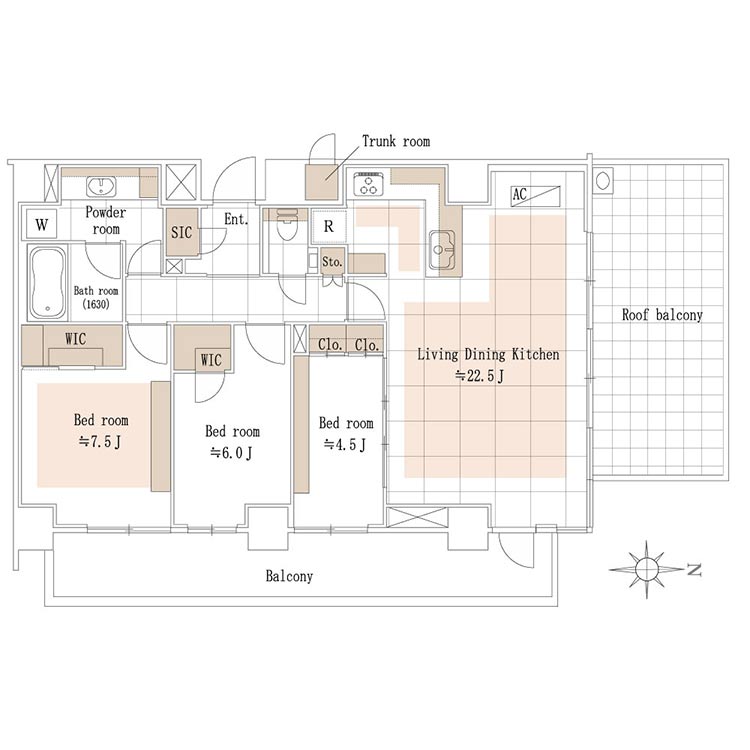ディアナコート池田山公園 間取り図