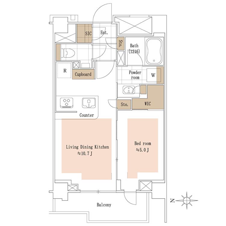 ディアナコート二子玉川翠景(38.76㎡) 間取り図