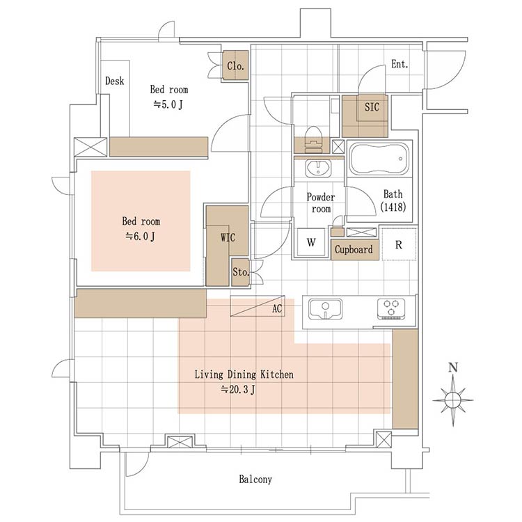 ディアナコート二子玉川翠景(70.70㎡) 間取り図