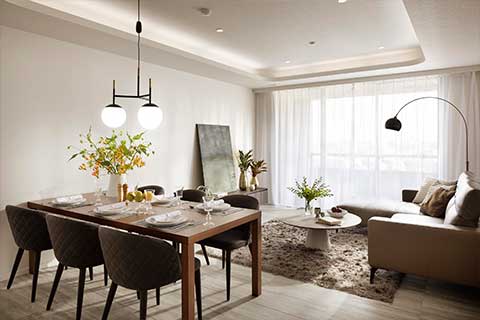 デュアリス用賀 ■LD間接照明付き折り上げ天井