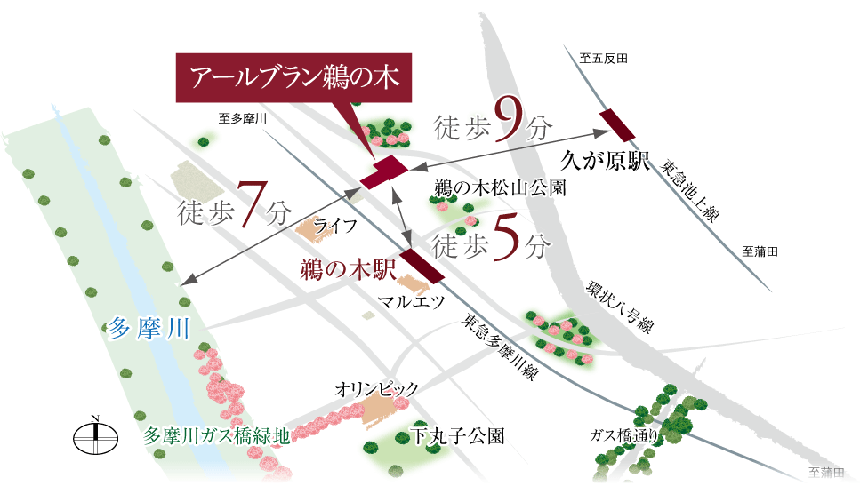 鵜の木周辺概念図