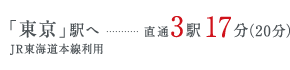 「東京」駅へ直通3駅17分・JR東海道本線利用