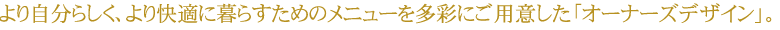 Owner’s design.....,莩炵AKɕ炷߂̃j[𑽍ʂɂpӂuI[i[YfUCvB