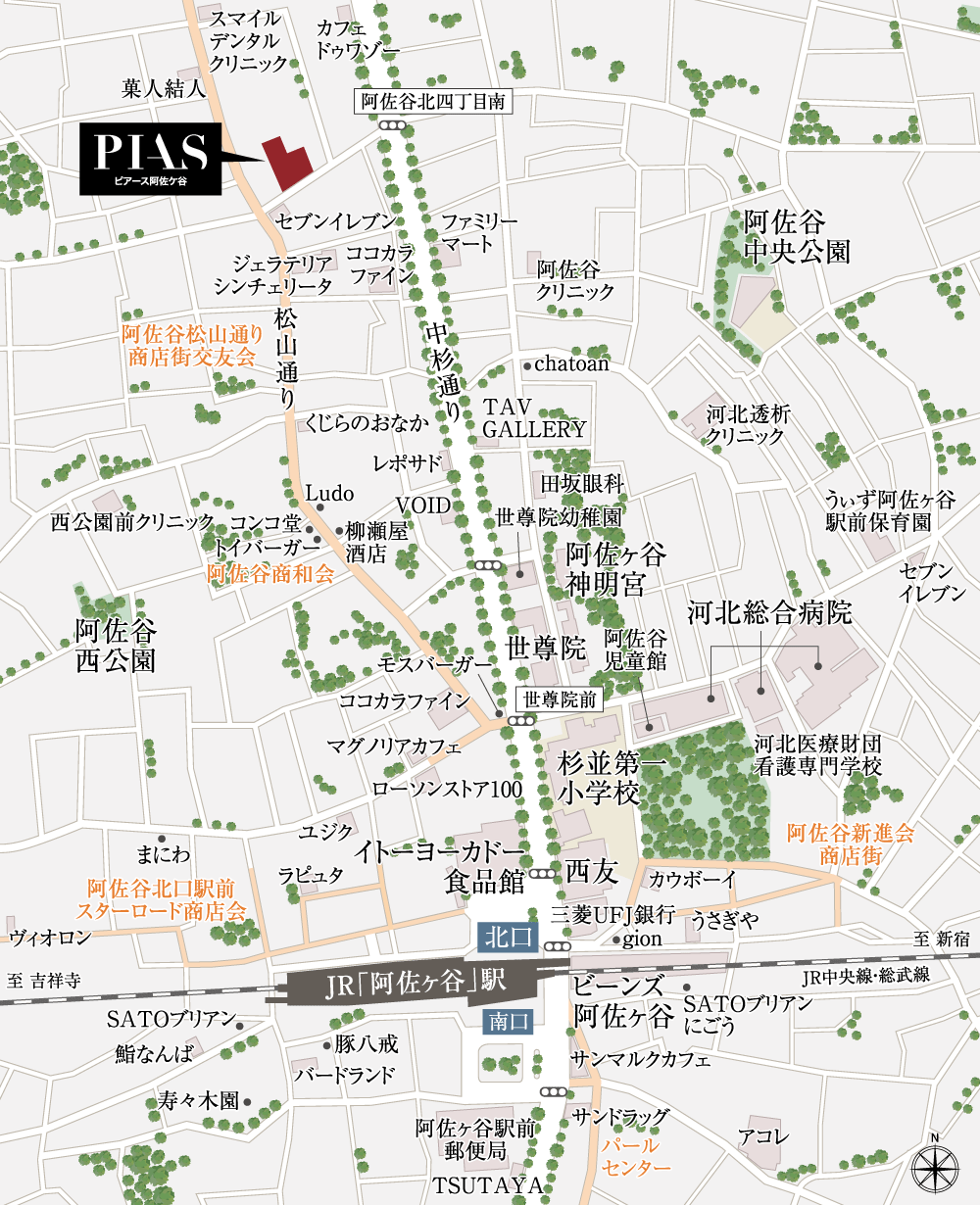 現地案内図 ピアース阿佐ヶ谷 東京都杉並区阿佐ヶ谷北の新築分譲マンションならモリモト