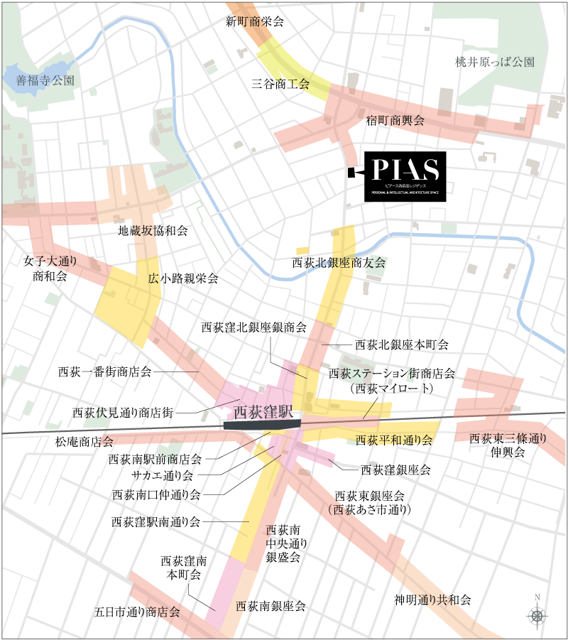 西荻窪商店街マップ※杉並区商店街マップを基に作成