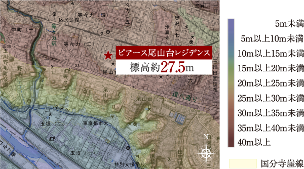 現地周辺の標高概念図