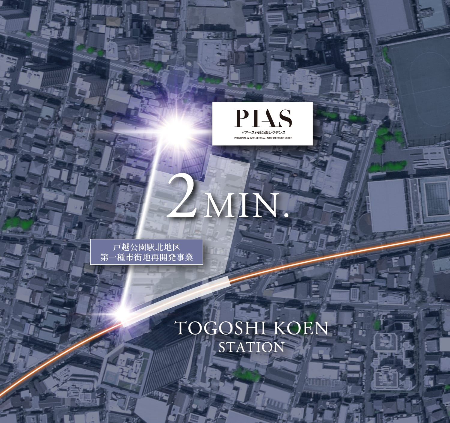 駅徒歩2分概念図