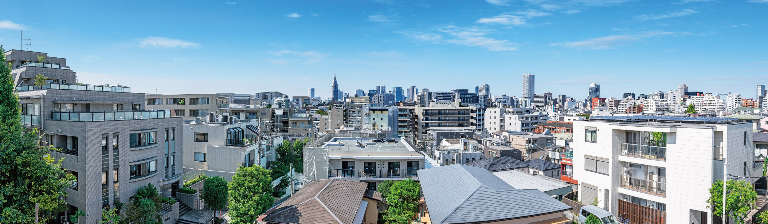 現地4階相当から西側の街並みを望む